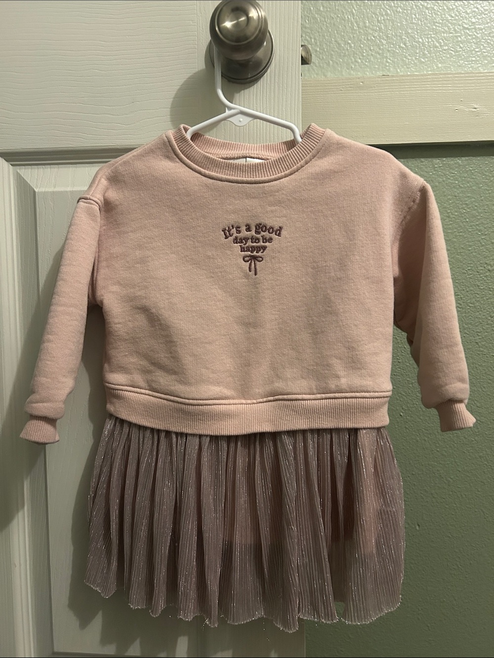 Zara Girls Pink Sweatshirt Dress with Sparkle Tulle Skirt